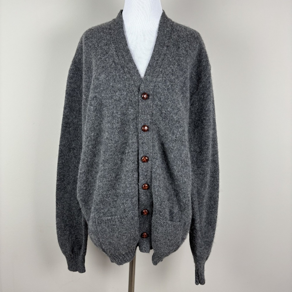 VTG Jantzen‎ Grandpa Button Up Cardigan Sweater Mens LT Large Tall Gray Grunge